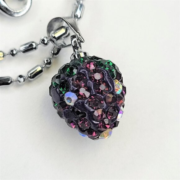 Heart Style Purple and Green Crystal Rhinestones Pendant Necklace - Picture 4 of 7